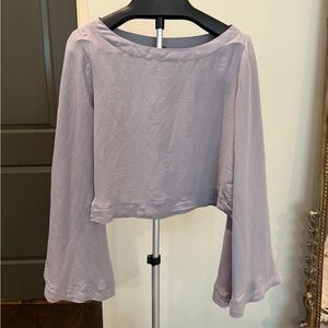 Free People Lavender Cropped Boatneck Long-Sleeve Top